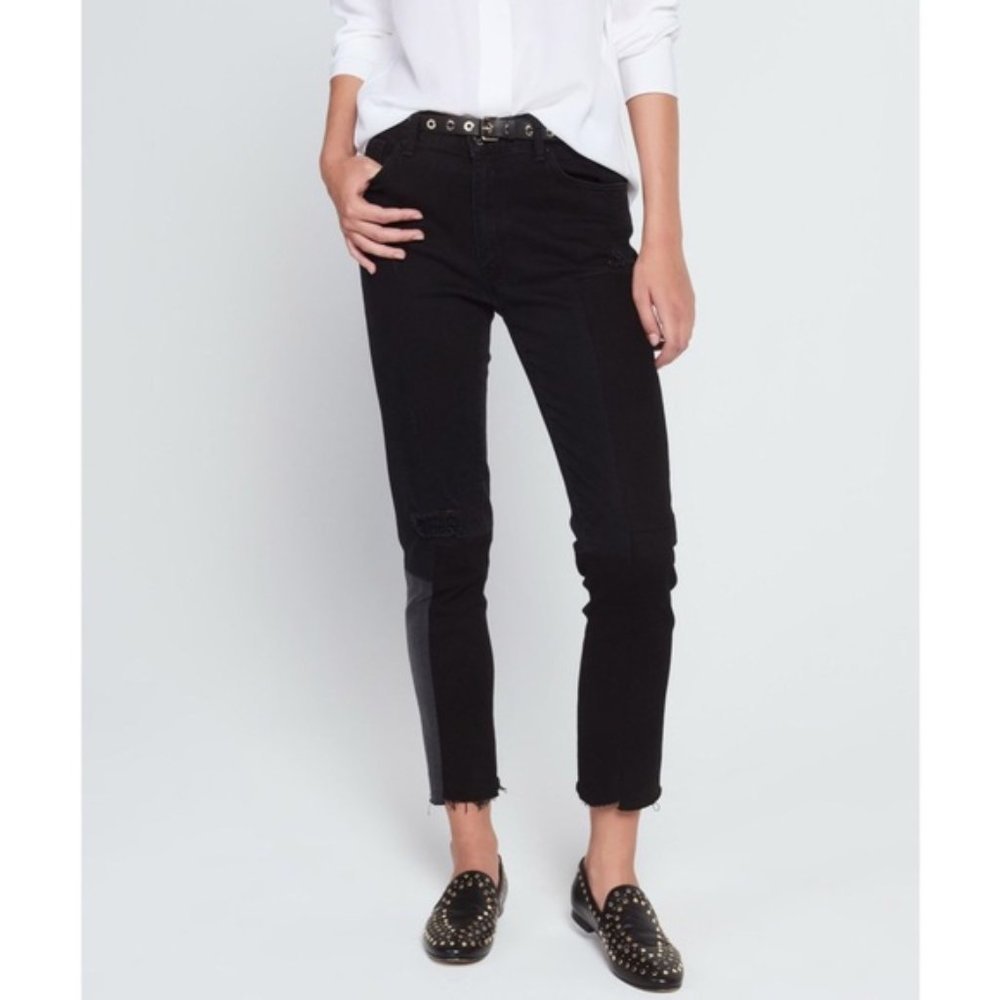 Sandro Paris Dorris Distressed Patchwork Jeans Size 36